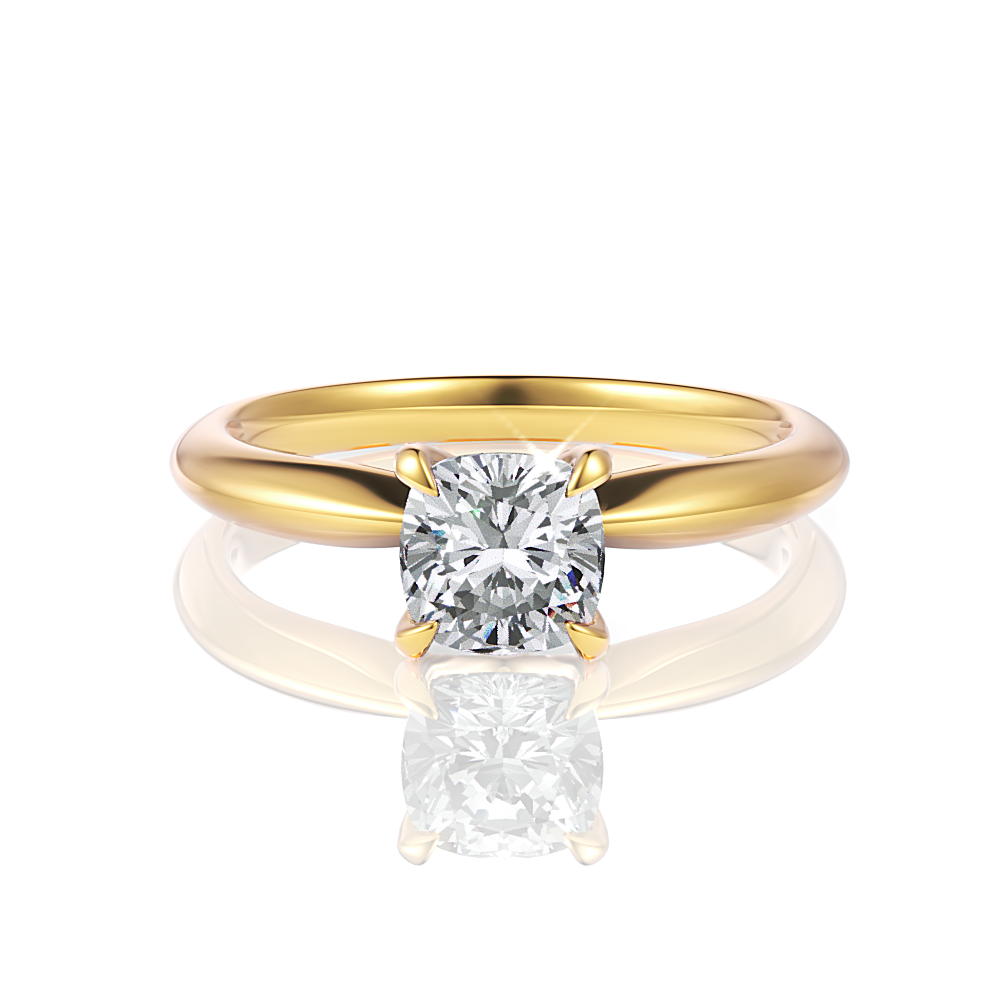 Beatrice Cushion Cut Lab Grown Diamond 18Kt Yellow Gold Engagement Ring