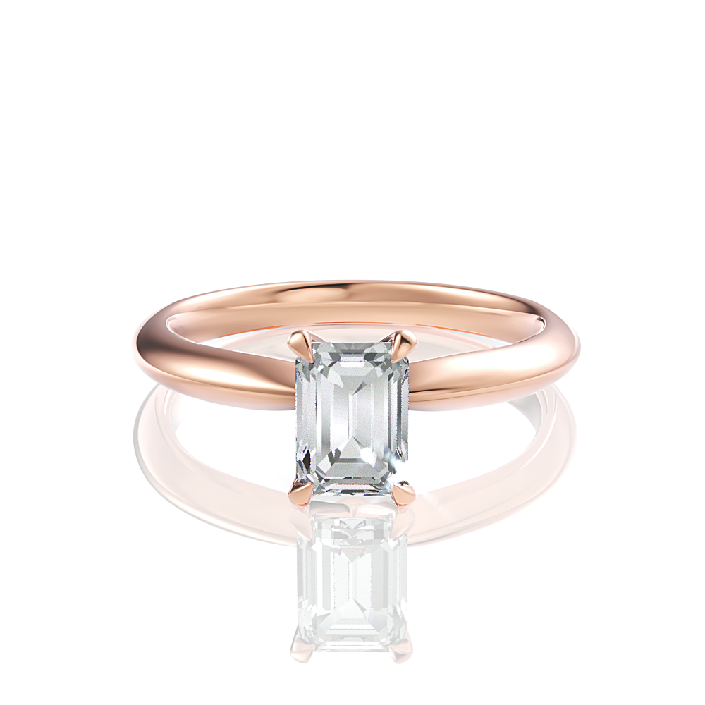 Beatrice Emerald Cut Lab Grown Diamond 18Kt Rose Gold Engagement Ring