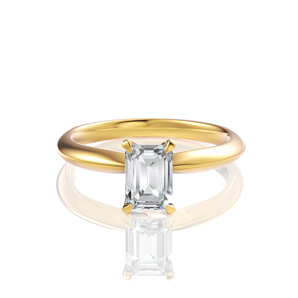 Beatrice Emerald Cut Lab Grown Diamond 18Kt Yellow Gold Engagement Ring