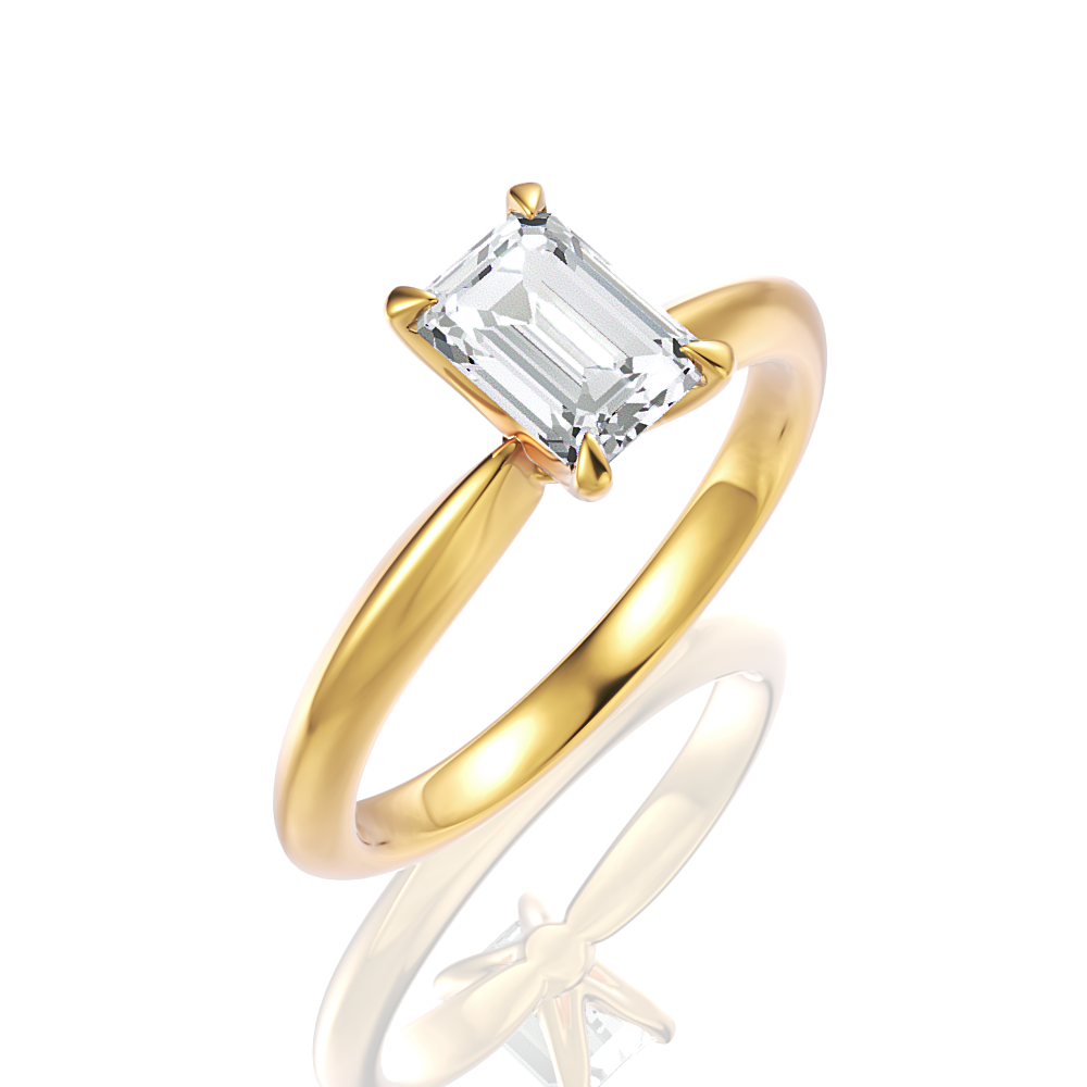 Beatrice Emerald Cut Lab Grown Diamond 18Kt Yellow Gold Engagement Ring - View 2