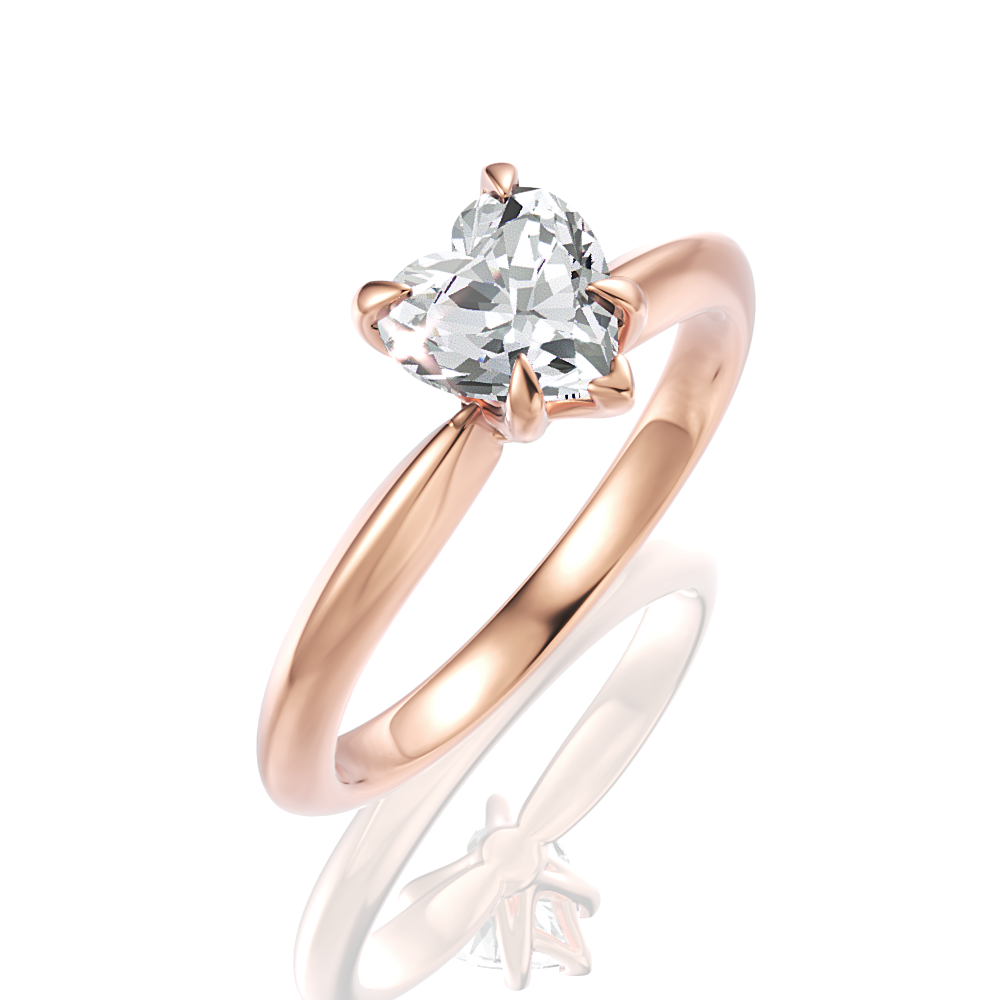 Beatrice Heart Cut Lab Grown Diamond 18Kt Rose Gold Engagement Ring - View 2
