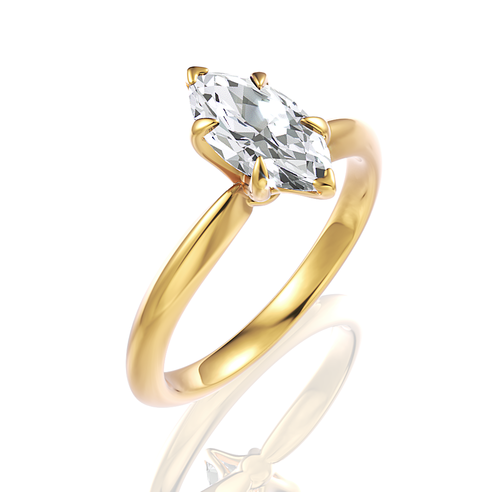 Beatrice Marquise Cut Lab Grown Diamond 18Kt Yellow Gold Engagement Ring - View 2