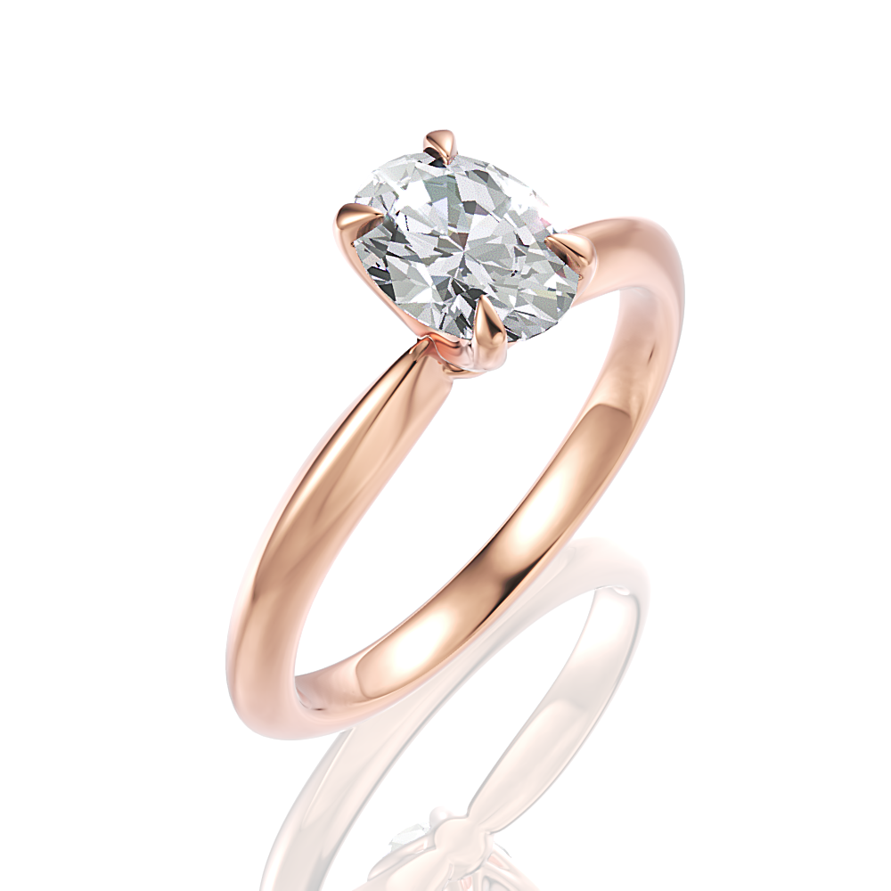 Beatrice Oval Cut Lab Grown Diamond 18Kt Rose Gold Engagement Ring - View 2