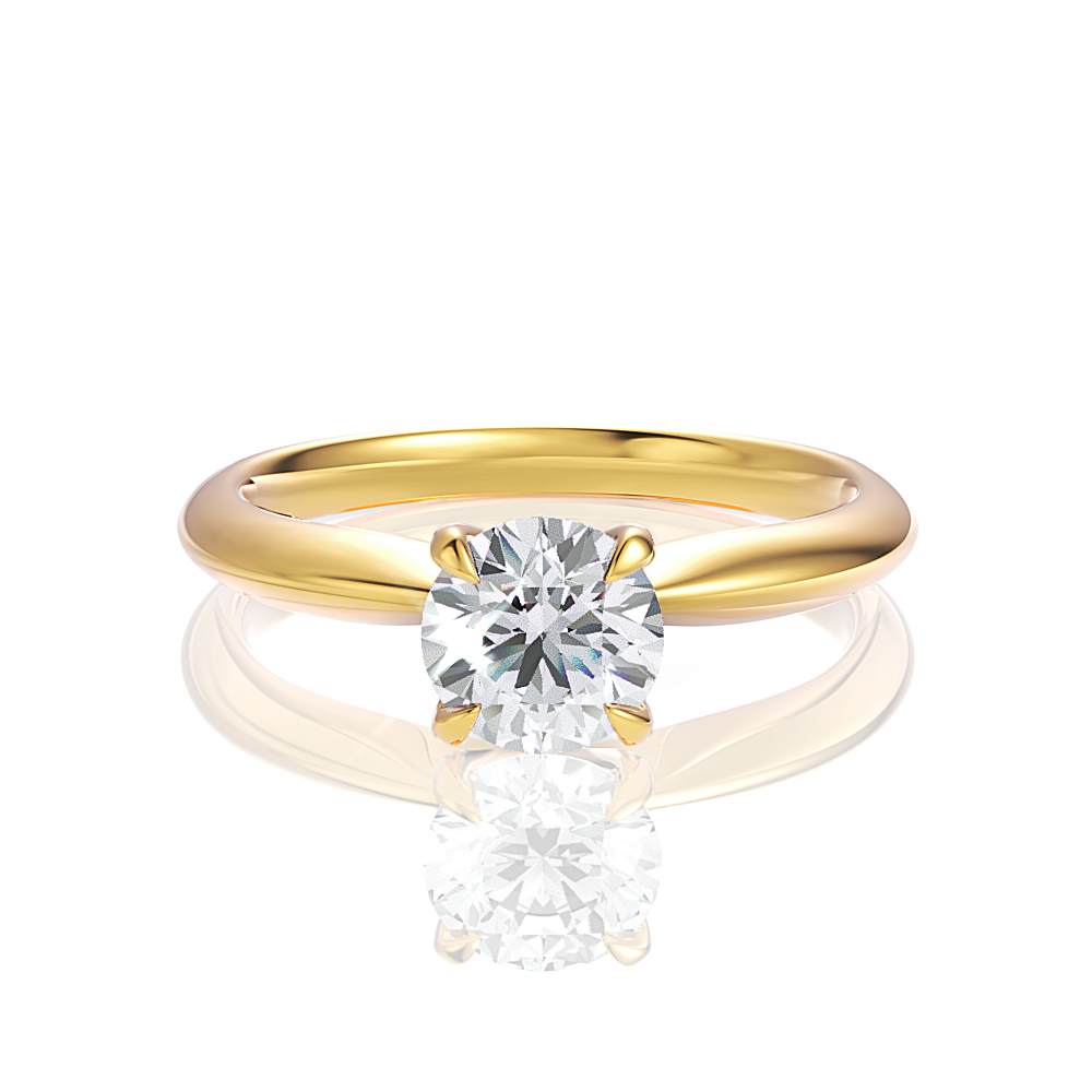 Beatrice Round Cut Lab Grown Diamond 18Kt Yellow Gold Engagement Ring