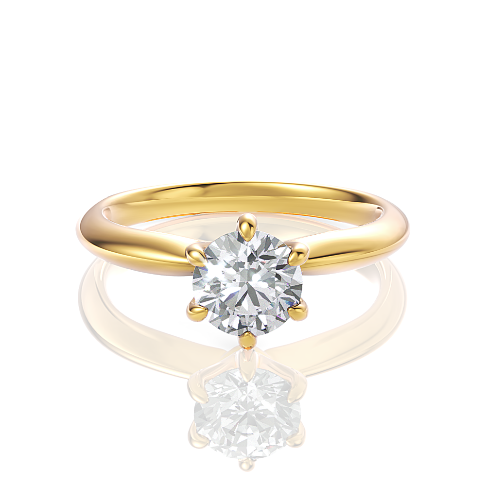 Andrea Round Cut Lab Grown Diamond 18Kt Yellow Gold Engagement Ring