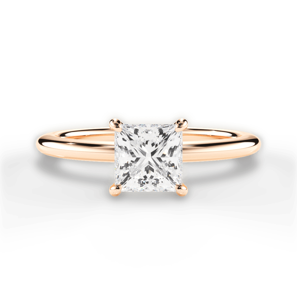 Allison Princess Cut Lab Grown Diamond 18Kt Rose Gold Engagement Ring