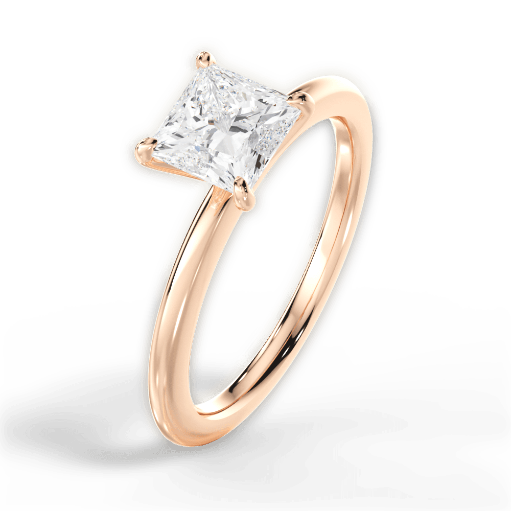 Allison Princess Cut Lab Grown Diamond 18Kt Rose Gold Engagement Ring - View 4