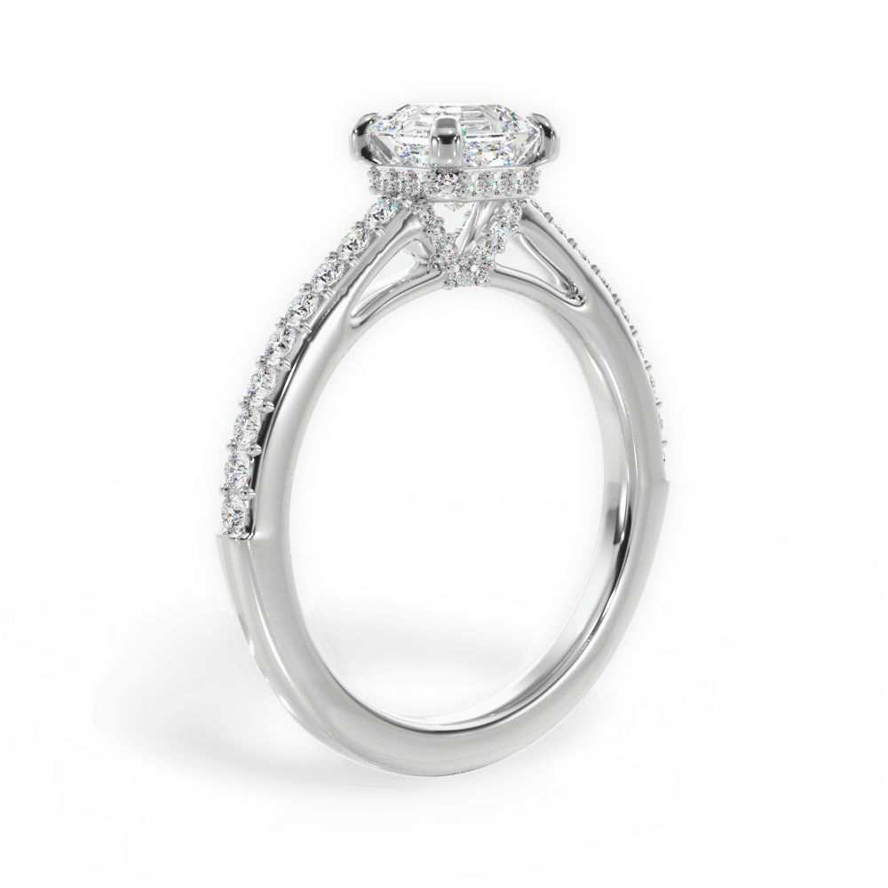 Joan Asscher Cut Lab Grown Diamond 18Kt White Gold Engagement Ring - View 4