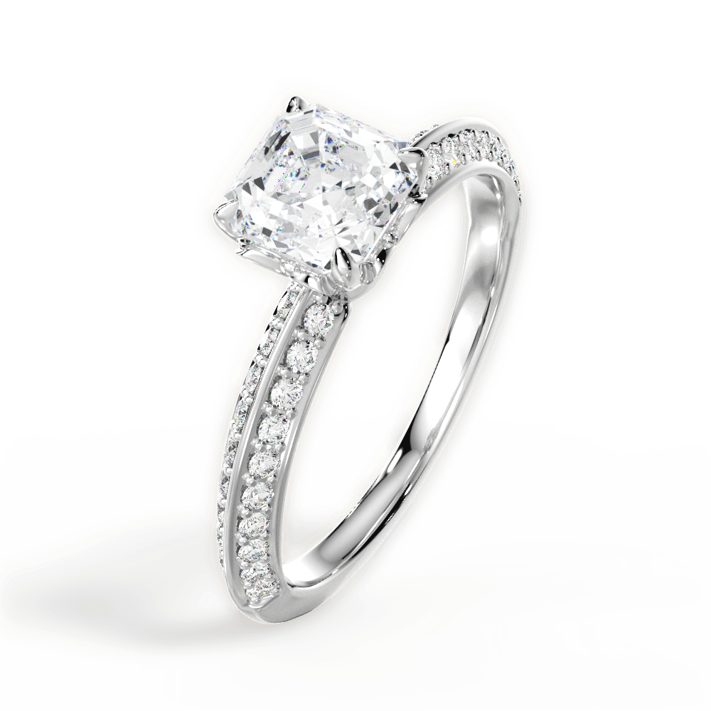 Gail Asscher Cut Lab Grown Diamond 18Kt White Gold Engagement Ring - View 3