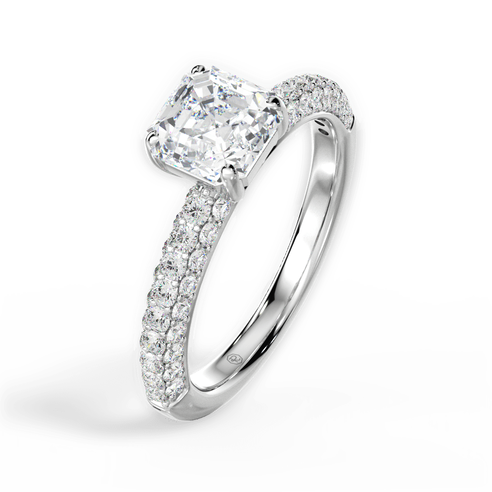 Kylie Asscher Cut Lab Grown Diamond Platinum Engagement Ring - View 3