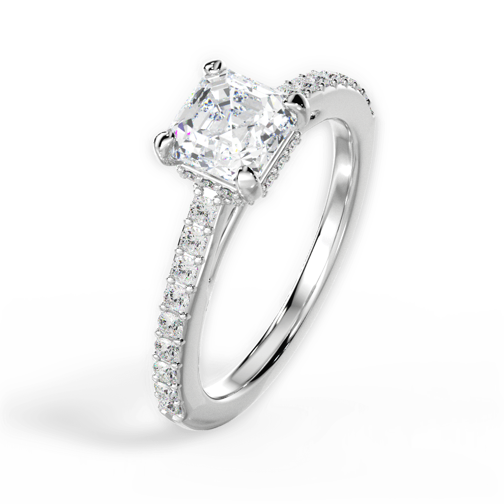 Joan Asscher Cut Lab Grown Diamond 14Kt White Gold Engagement Ring - View 2