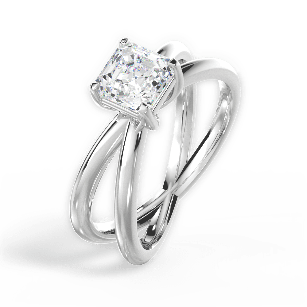 Ada Asscher Cut Lab Grown Diamond Platinum Engagement Ring - View 2