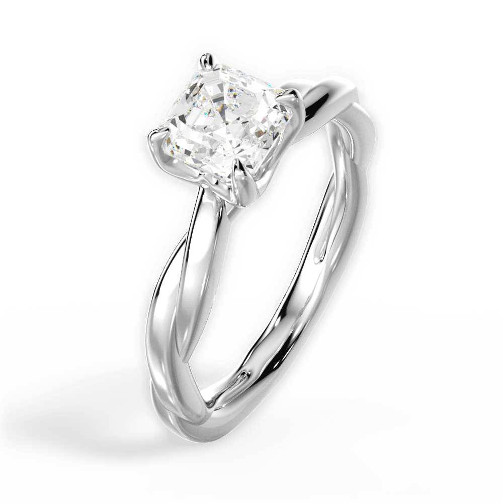 Bianca Asscher Cut Lab Grown Diamond 18Kt White Gold Engagement Ring - View 3