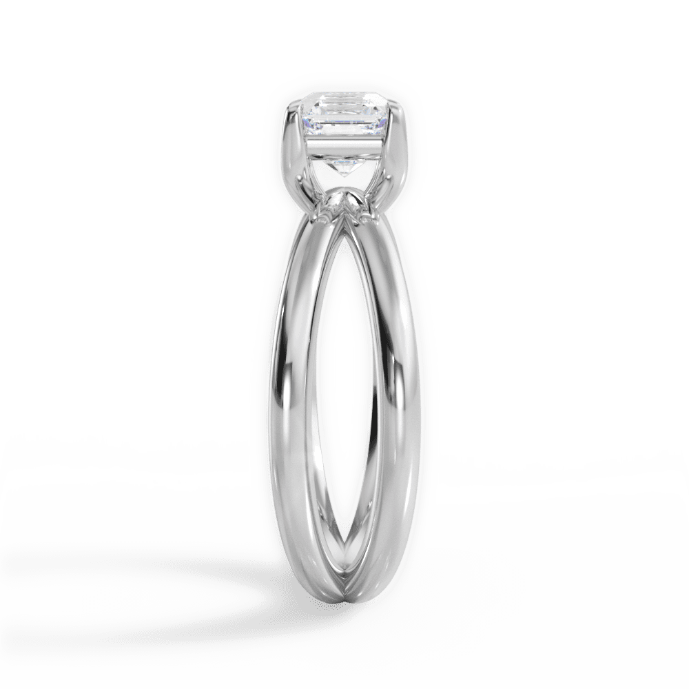 Ada Asscher Cut Lab Grown Diamond 18Kt White Gold Engagement Ring - View 4