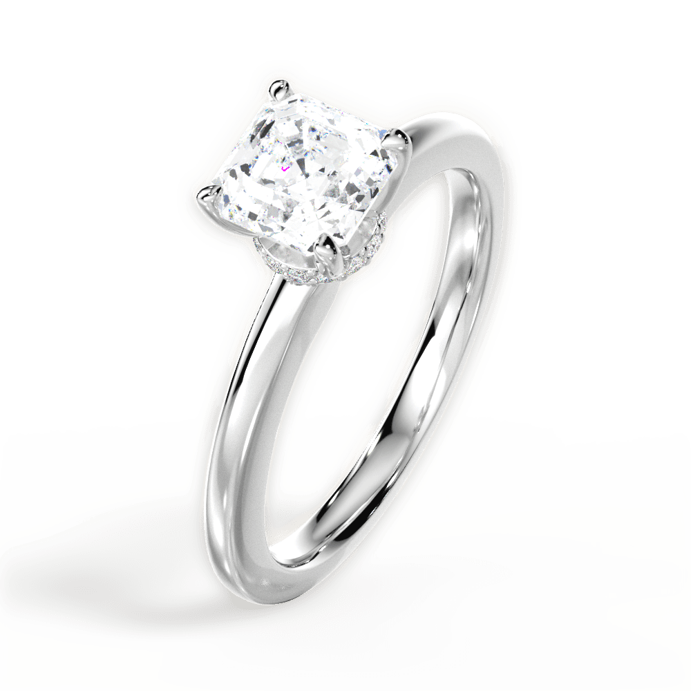 Cara Asscher Cut Lab Grown Diamond Platinum Engagement Ring - View 4
