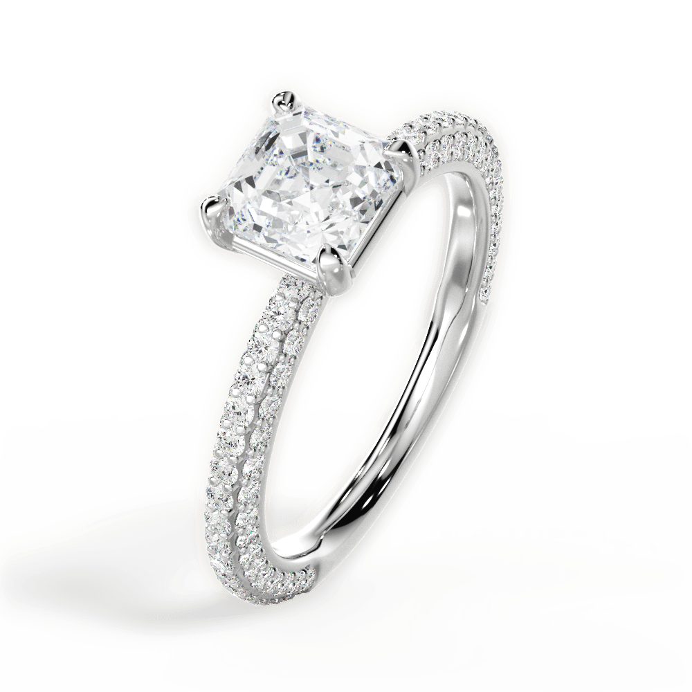 Kristen Asscher Cut Lab Grown Diamond Platinum Engagement Ring - View 2
