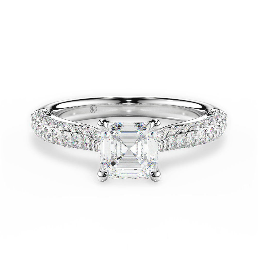 Kira Asscher Cut Lab Grown Diamond 14Kt White Gold Engagement Ring