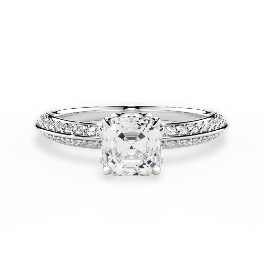 Gail Asscher Cut Lab Grown Diamond 18Kt White Gold Engagement Ring