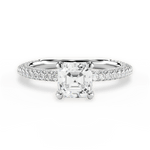Kristen Asscher Cut Lab Grown Diamond 14Kt White Gold Engagement Ring