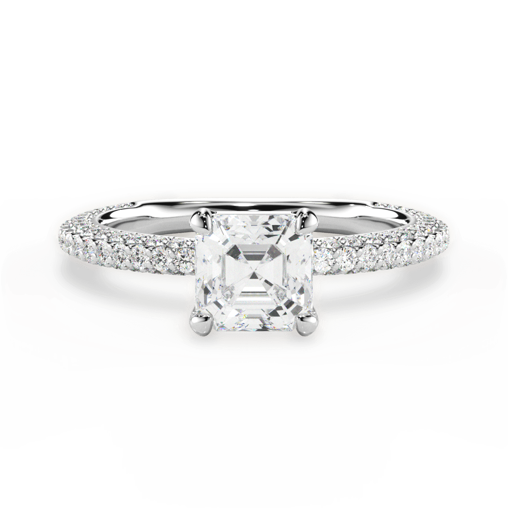 Kristen Asscher Cut Lab Grown Diamond 14Kt White Gold Engagement Ring