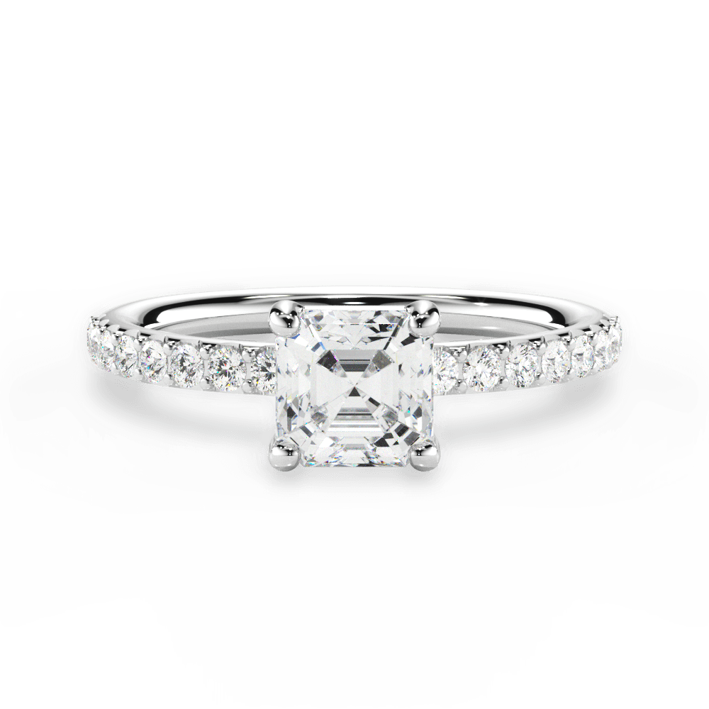 Elsie Asscher Cut Lab Grown Diamond 18Kt White Gold Engagement Ring