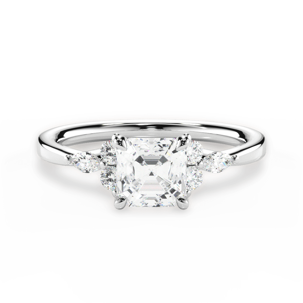 Cynthia Asscher Cut Lab Grown Diamond Platinum Engagement Ring