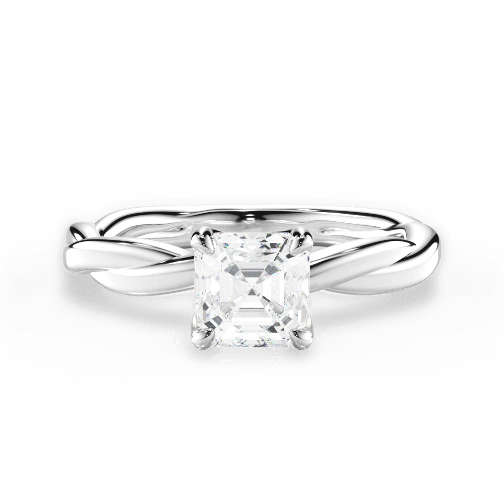 Bianca Asscher Cut Lab Grown Diamond 18Kt White Gold Engagement Ring