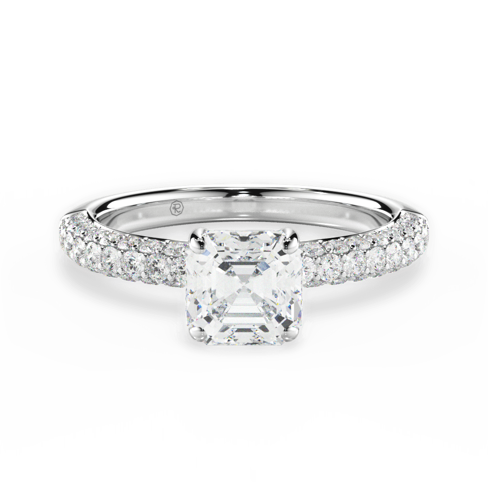 Kylie Asscher Cut Lab Grown Diamond 18Kt White Gold Engagement Ring