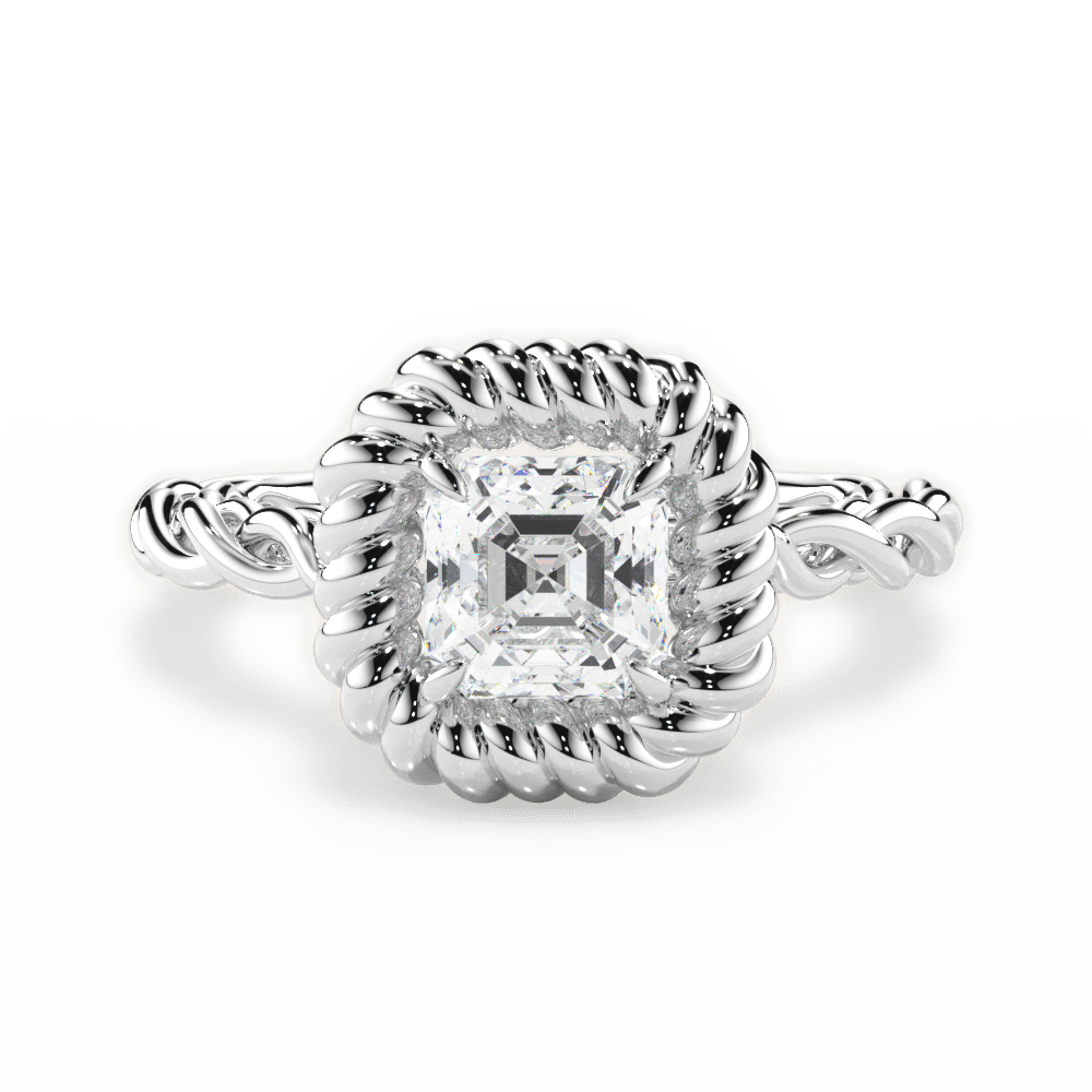Belinda Asscher Cut Lab Grown Diamond 14Kt White Gold Engagement Ring