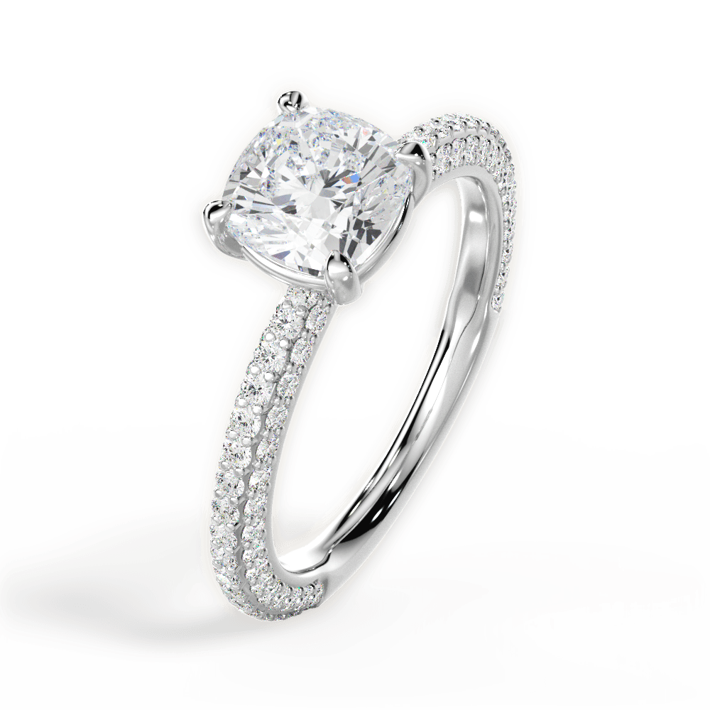 Kristen Cushion Cut Lab Grown Diamond Platinum Engagement Ring - View 2