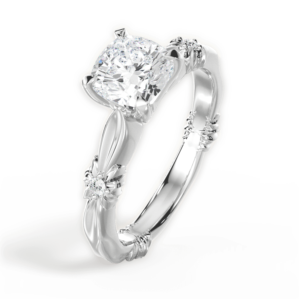 Claire Cushion Cut Lab Grown Diamond 18Kt White Gold Engagement Ring - View 4