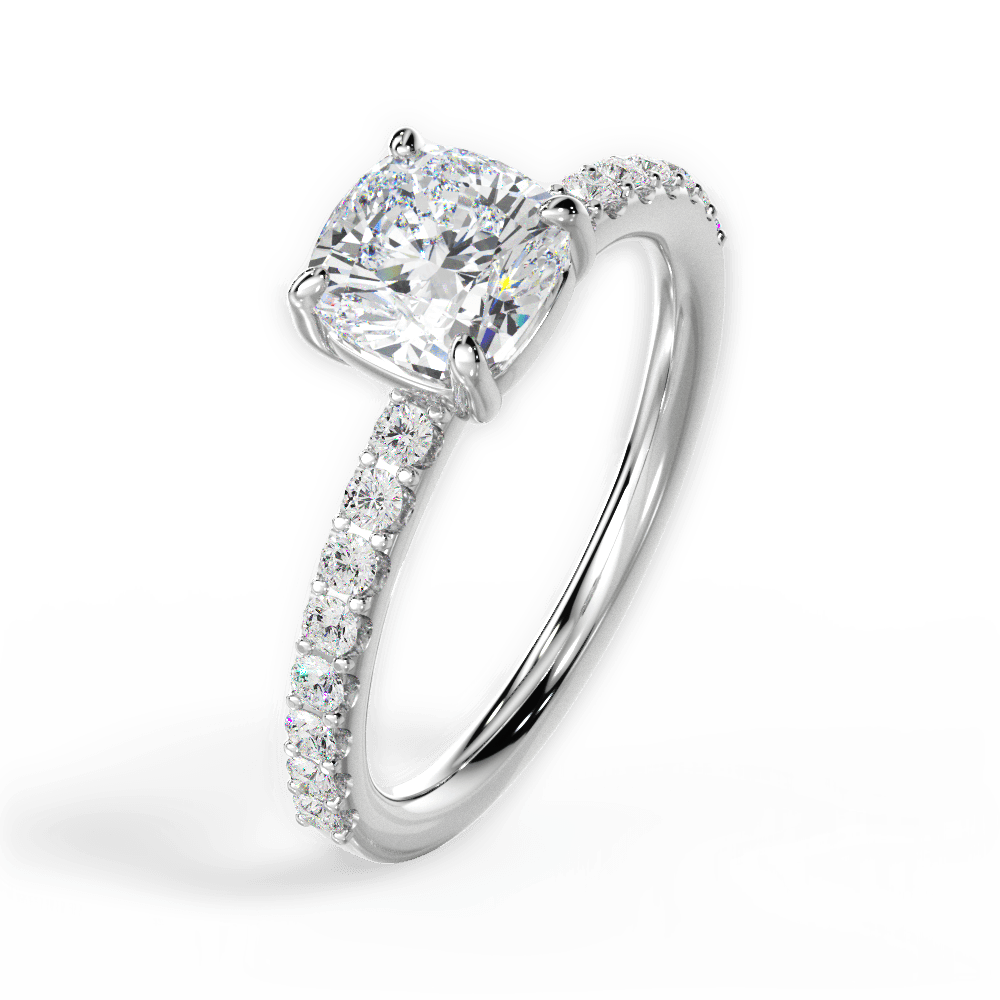 Elsie Cushion Cut Lab Grown Diamond 18Kt White Gold Engagement Ring - View 2