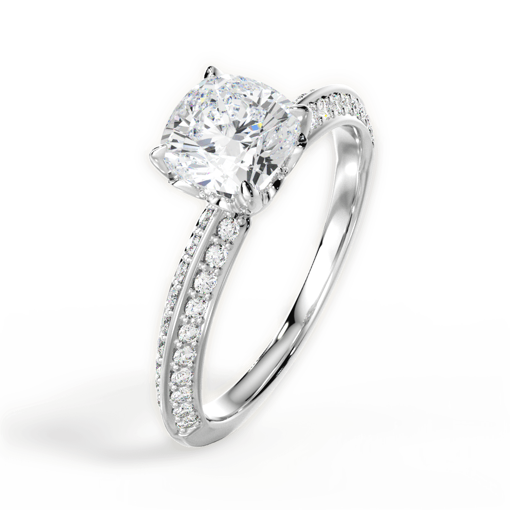 Gail Cushion Cut Lab Grown Diamond 18Kt White Gold Engagement Ring - View 4