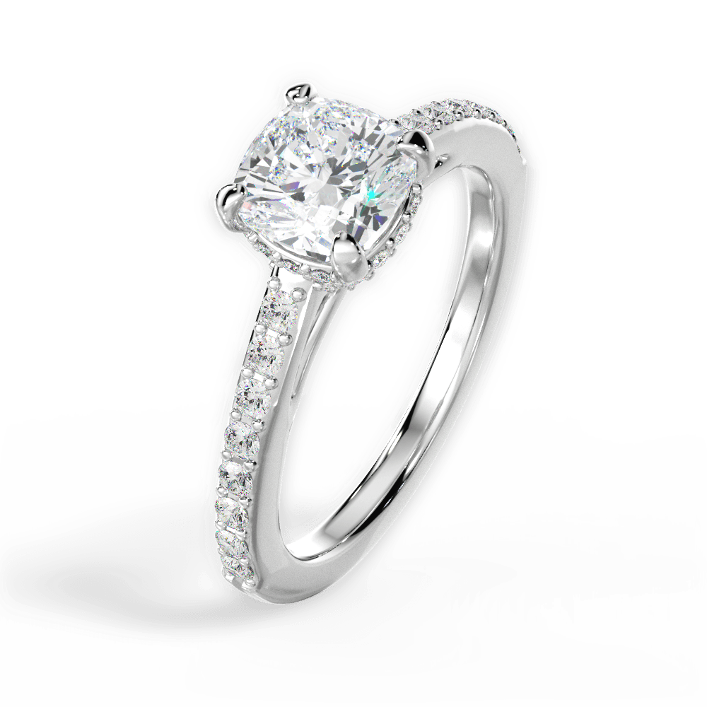 Joan Cushion Cut Lab Grown Diamond Platinum Engagement Ring - View 4