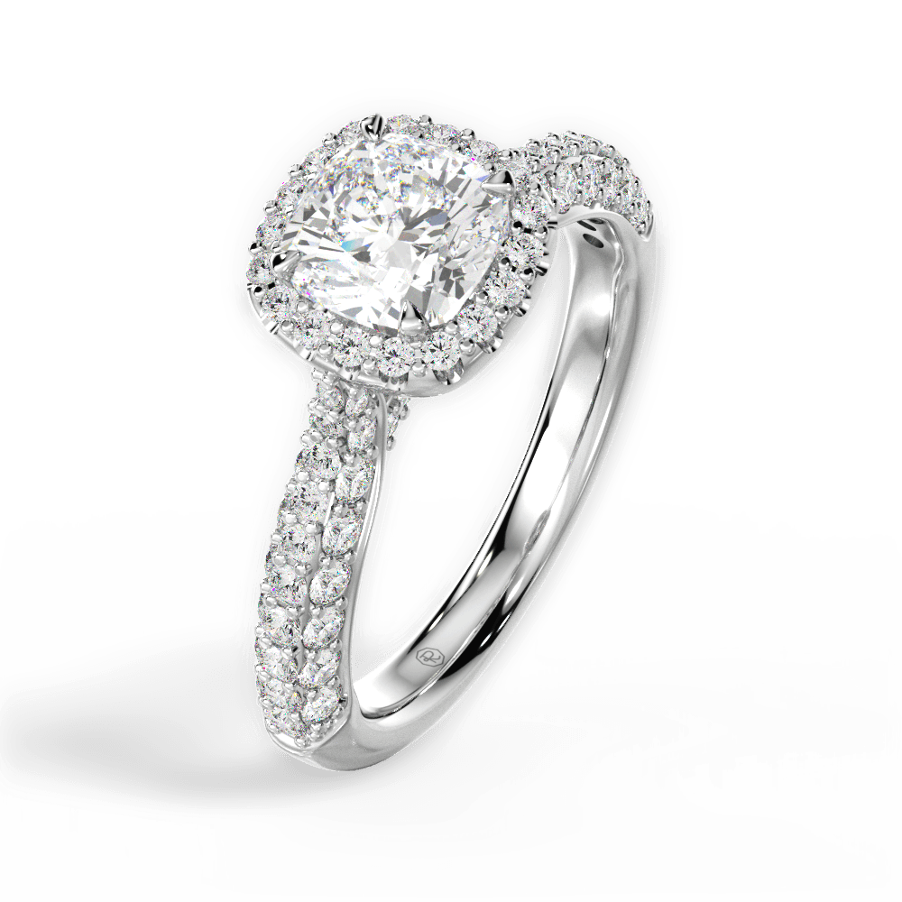 Lucy Cushion Cut Lab Grown Diamond Platinum Engagement Ring - View 3