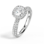 Lucy Cushion Cut Lab Grown Diamond Platinum Engagement Ring - View 3