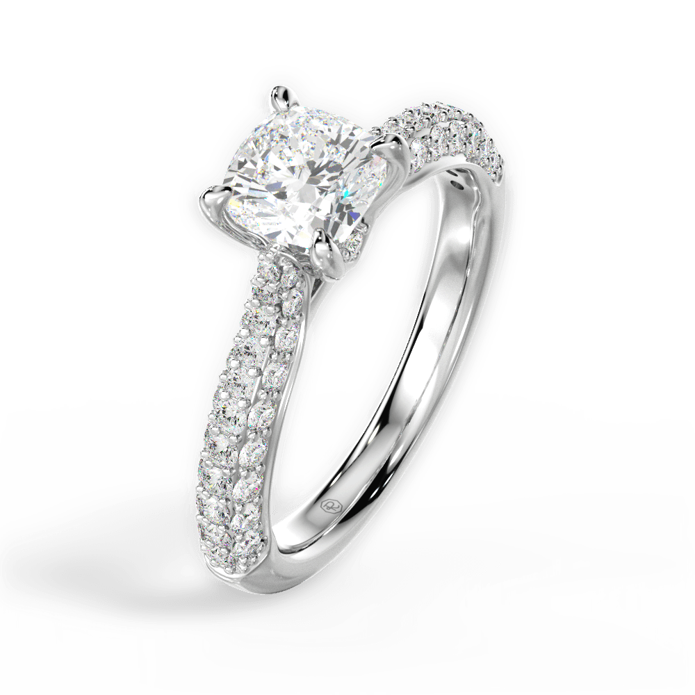 Kira Cushion Cut Lab Grown Diamond 18Kt White Gold Engagement Ring - View 3