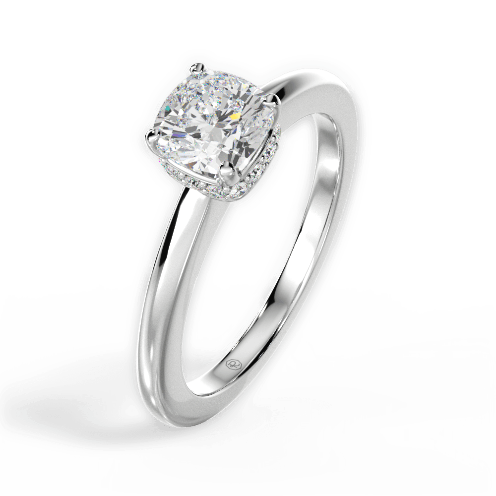 Brianna Cushion Cut Lab Grown Diamond 18Kt White Gold Engagement Ring - View 4