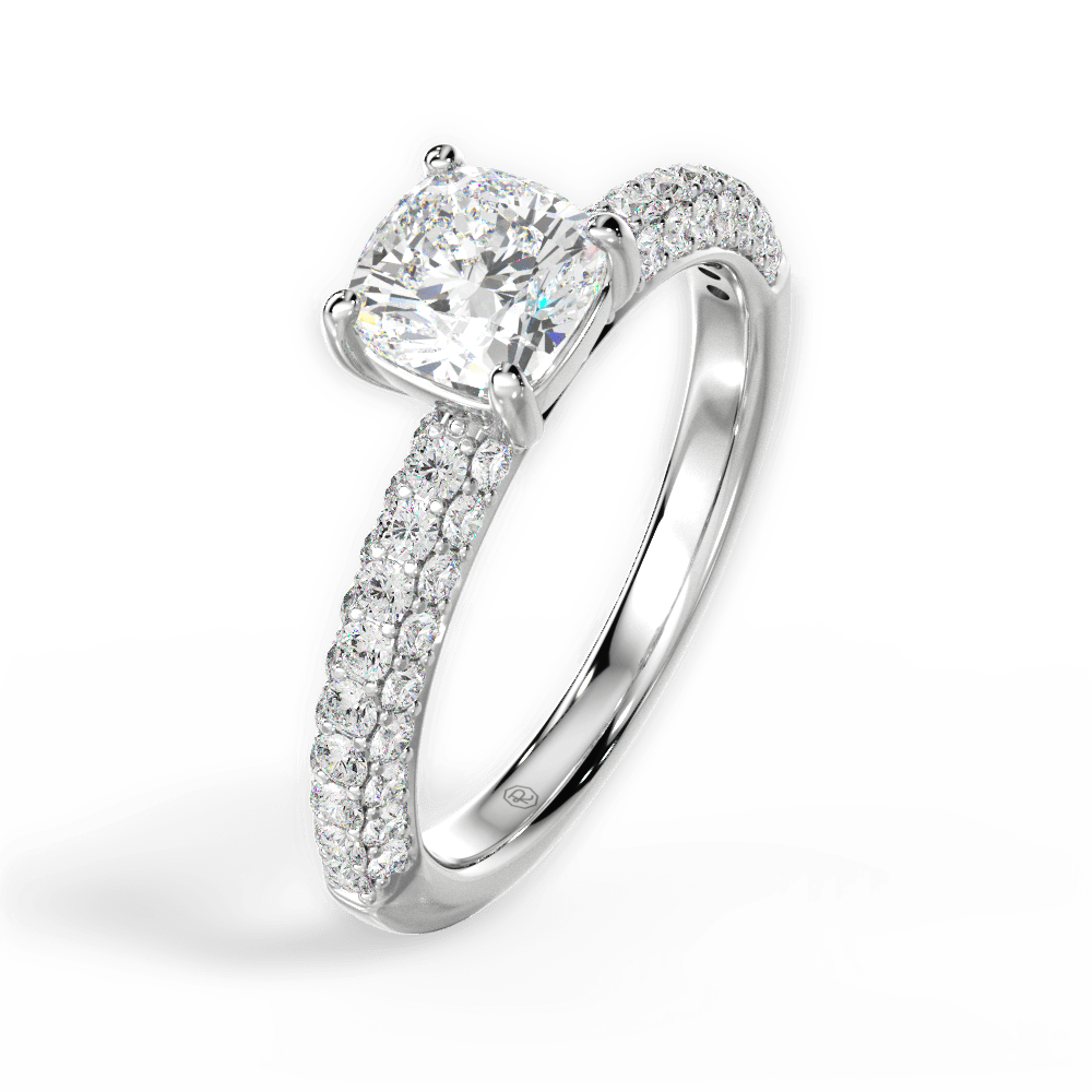 Kylie Cushion Cut Lab Grown Diamond Platinum Engagement Ring - View 3