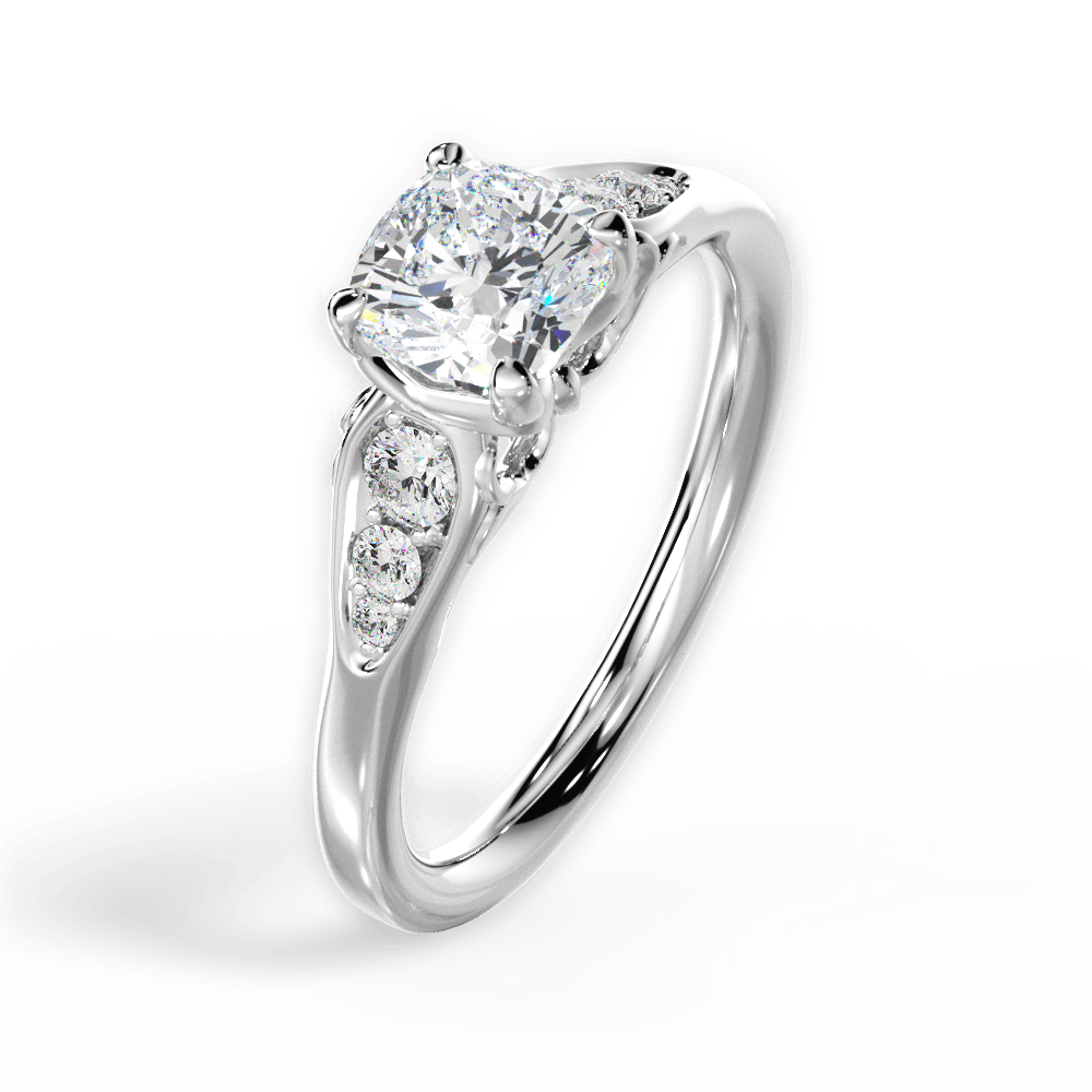 Cecilia Cushion Cut Lab Grown Diamond 14Kt White Gold Engagement Ring - View 3