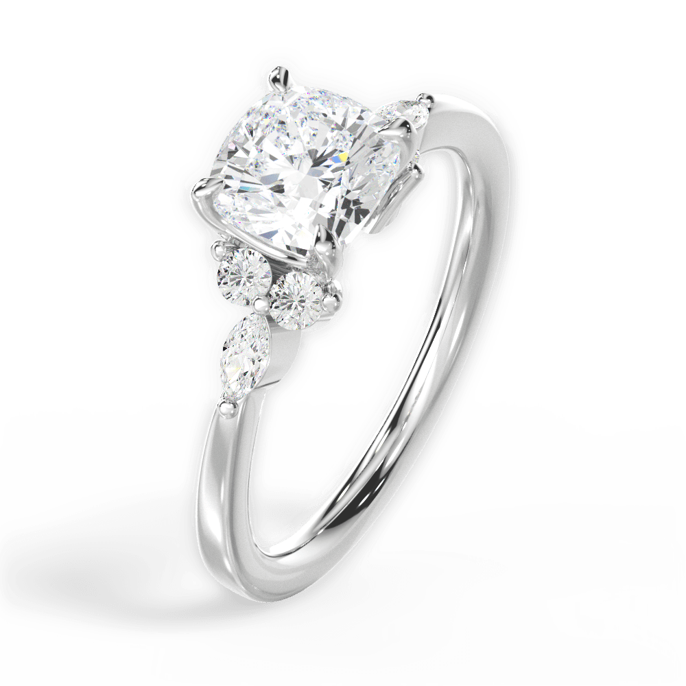Cynthia Cushion Cut Lab Grown Diamond 18Kt White Gold Engagement Ring - View 3