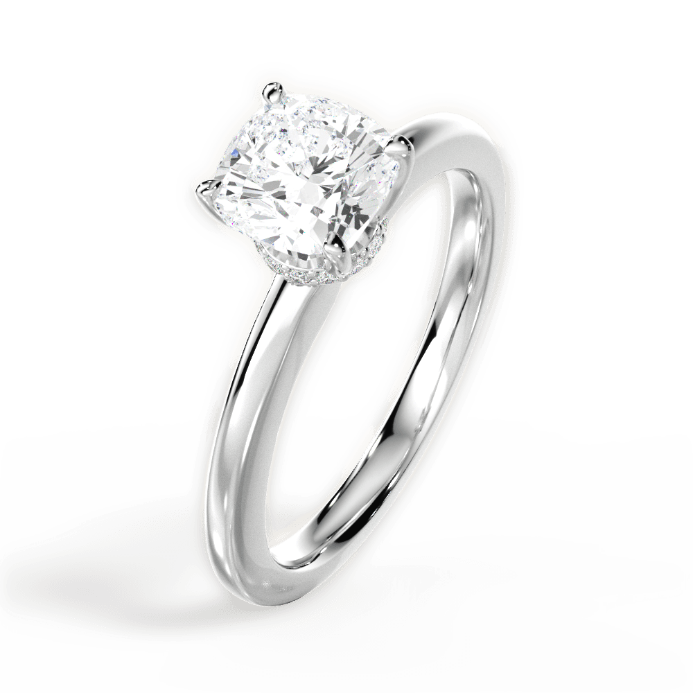 Cara Cushion Cut Lab Grown Diamond 14Kt White Gold Engagement Ring - View 4
