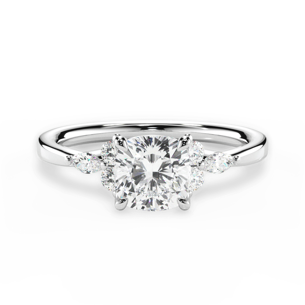 Cynthia Cushion Cut Lab Grown Diamond 18Kt White Gold Engagement Ring