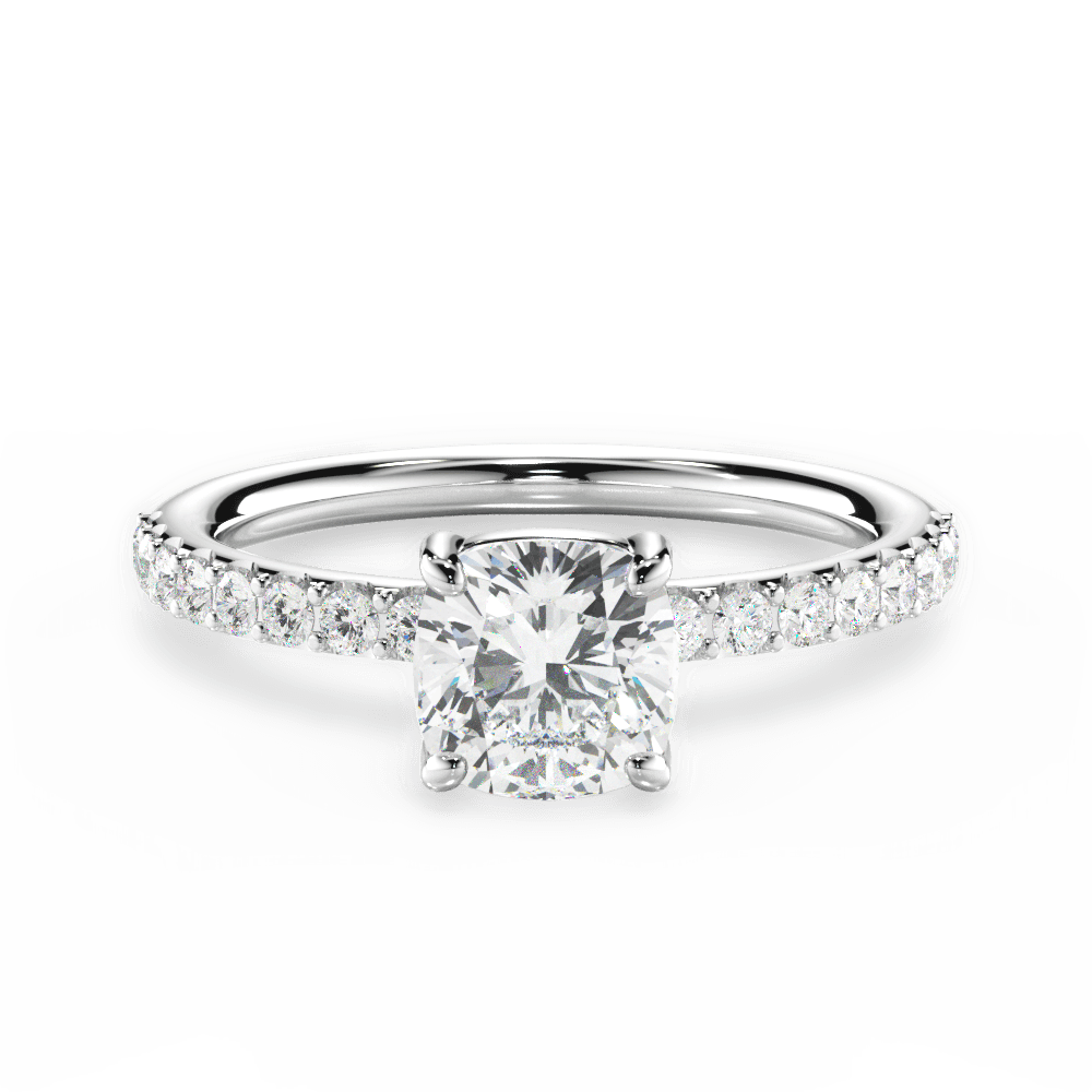 Elsie Cushion Cut Lab Grown Diamond 18Kt White Gold Engagement Ring