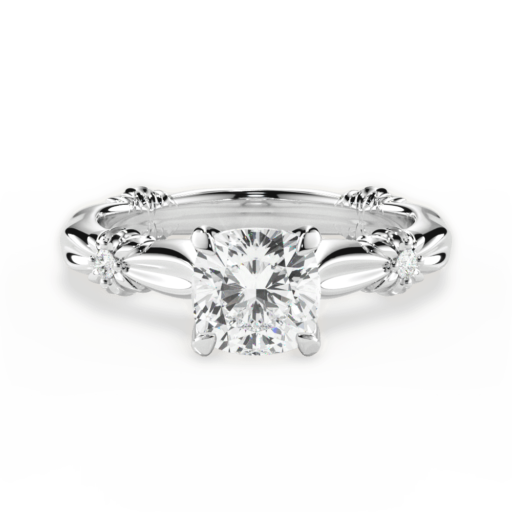 Claire Cushion Cut Lab Grown Diamond 14Kt White Gold Engagement Ring
