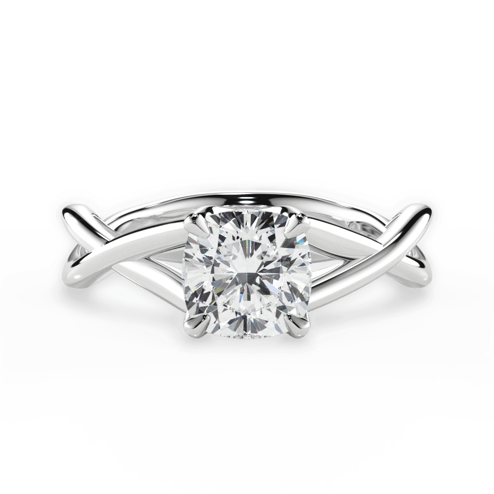 Aubrey Cushion Cut Lab Grown Diamond 18Kt White Gold Engagement Ring