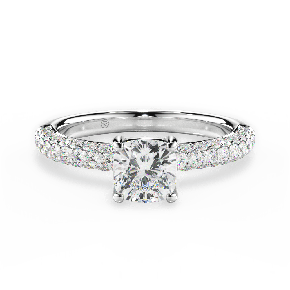 Kylie Cushion Cut Lab Grown Diamond 14Kt White Gold Engagement Ring