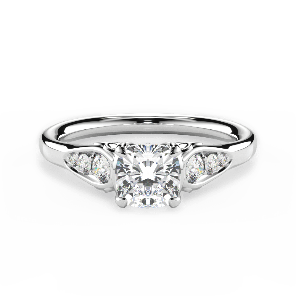 Cecilia Cushion Cut Lab Grown Diamond 14Kt White Gold Engagement Ring