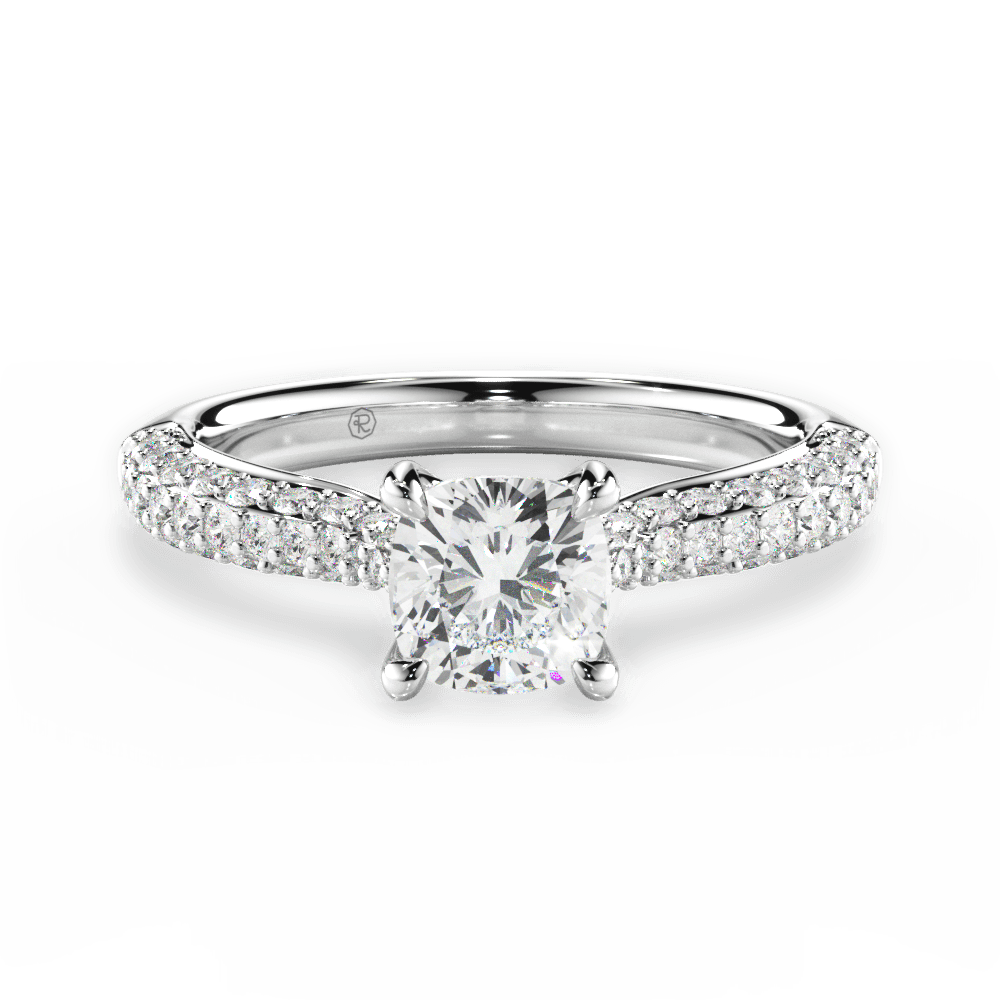 Kira Cushion Cut Lab Grown Diamond 18Kt White Gold Engagement Ring