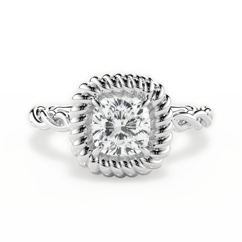 Belinda Cushion Cut Lab Grown Diamond 14Kt White Gold Engagement Ring